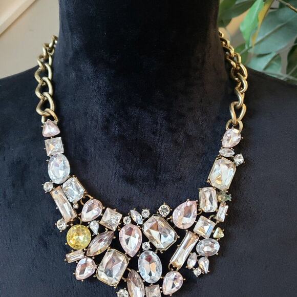 Sugarfix Women Multi Shaped Crystal Statement Collar Necklace with Lobster Clasp - Picture 2 of 7